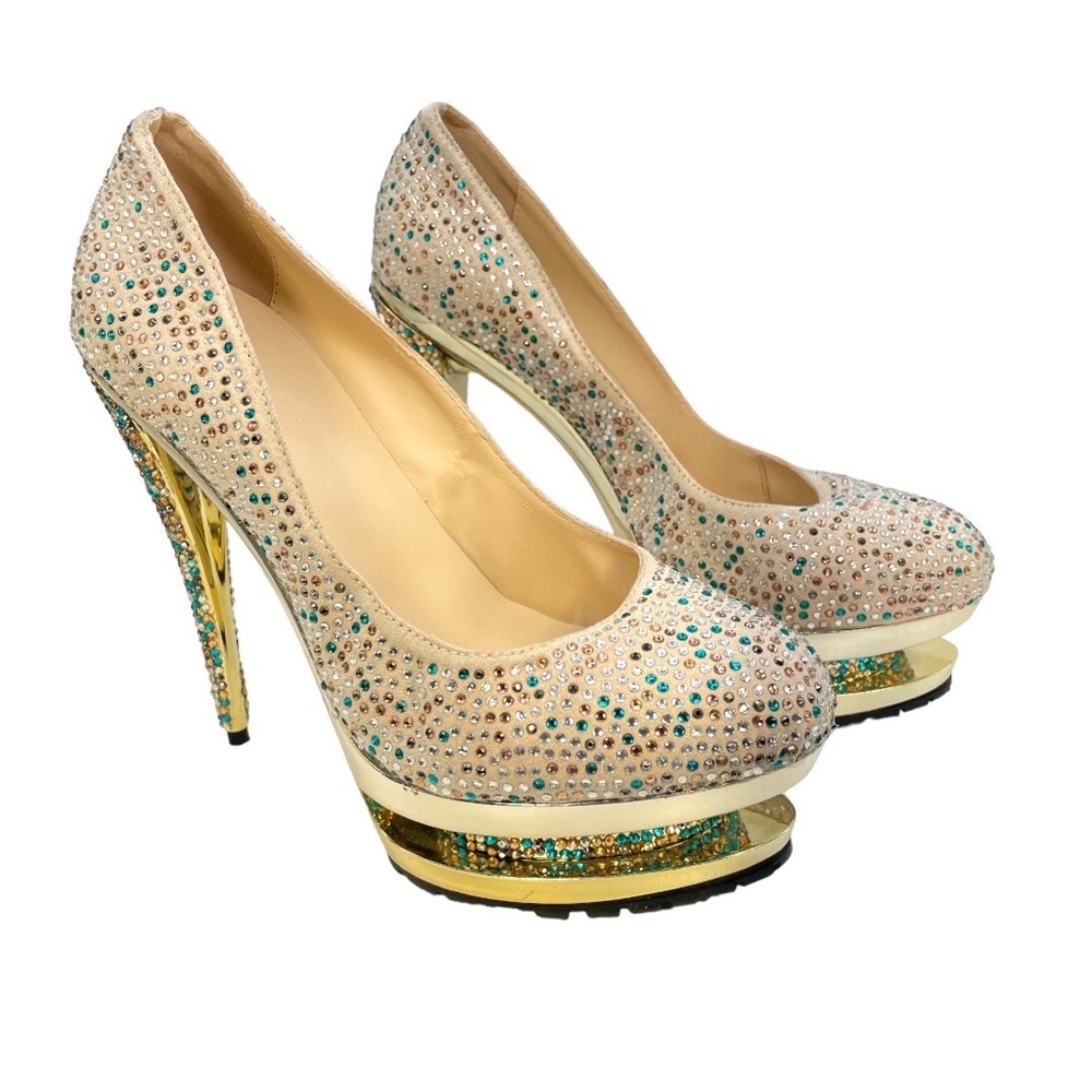 Special Event Beaded Shoes Bridal Prom New Years Stiletto Heels Sz 39 US 8 New